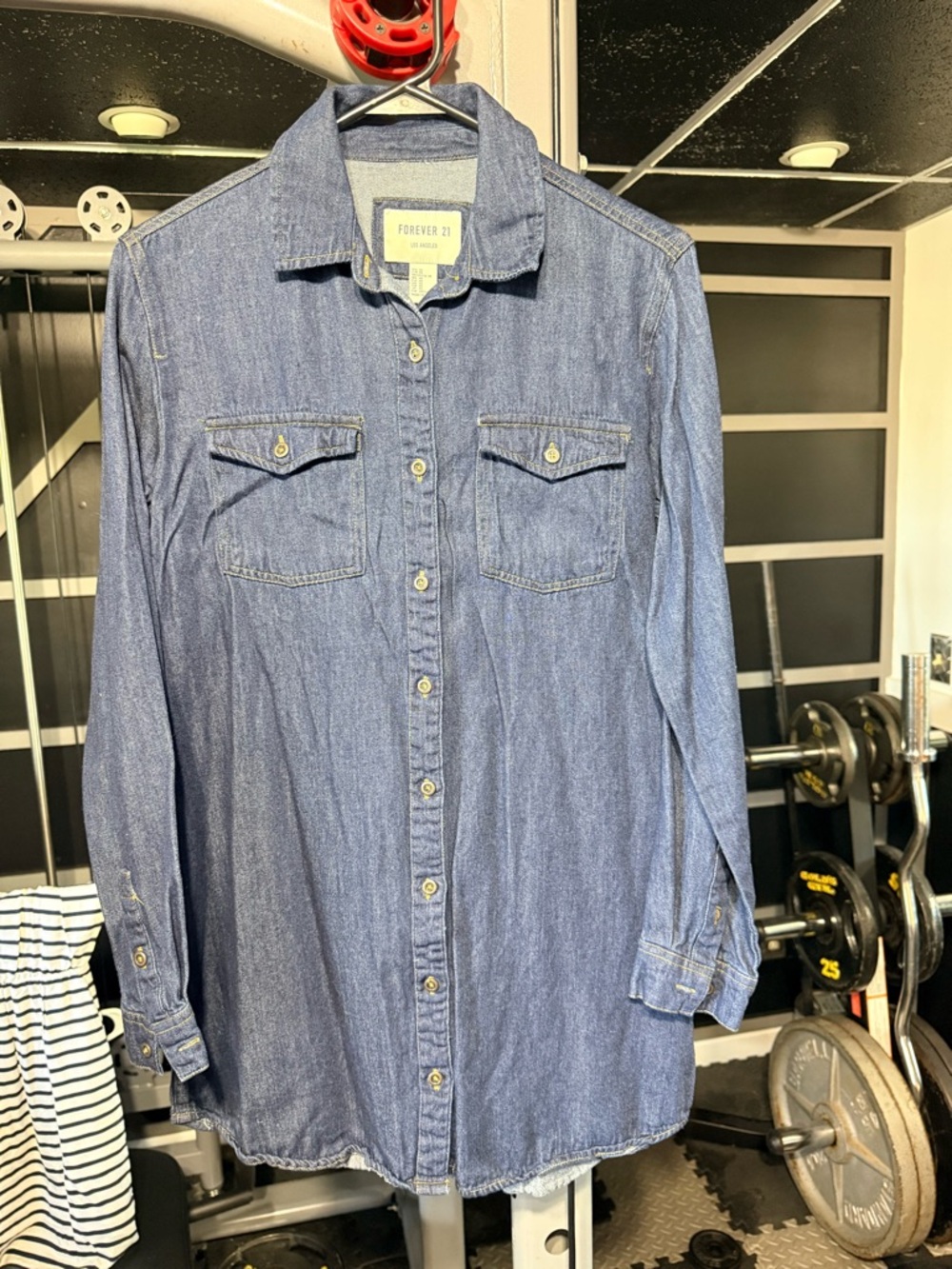 Forever 21 Dark Blue Denim Shirt Dress - Picture 2 of 7
